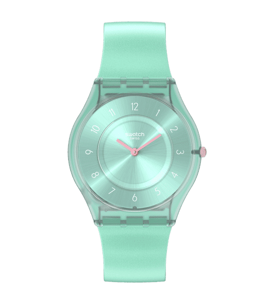 Swatch Skin SS08L100 Pastelicious Teal Damenuhr • Ultraflaches Design • Pastell-Stil