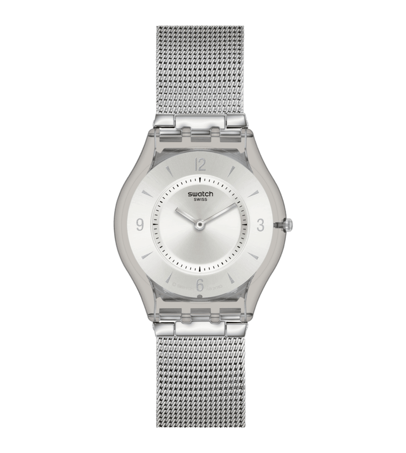 Swatch Metal Knit Again SS08M100M Armbanduhr • Skin-dünn • Gestricktes Metallarmband