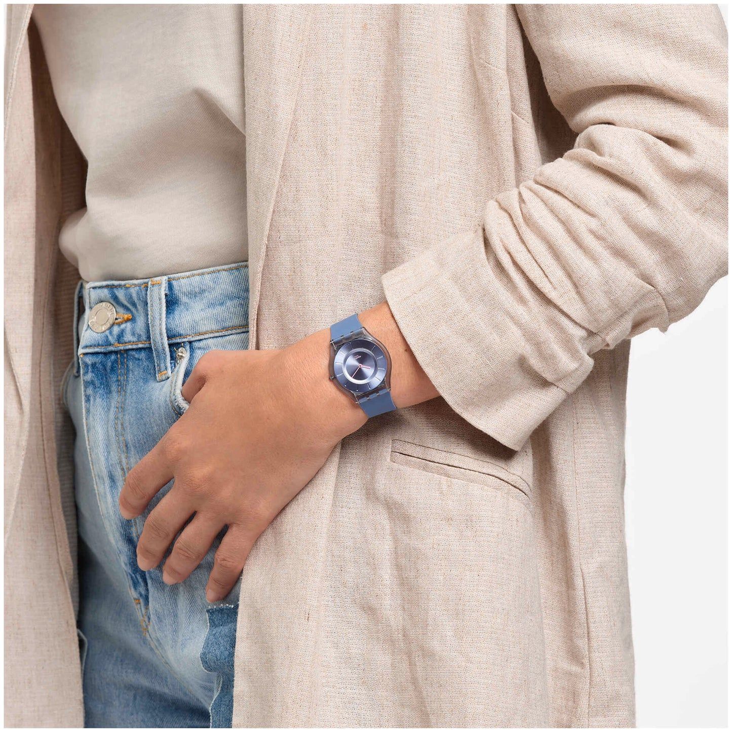 Swatch Skin SS08N100-S14 Armbanduhr Denimblau • Ultradünnes Gehäuse • Biosourced-Gehäuse, Bild 2