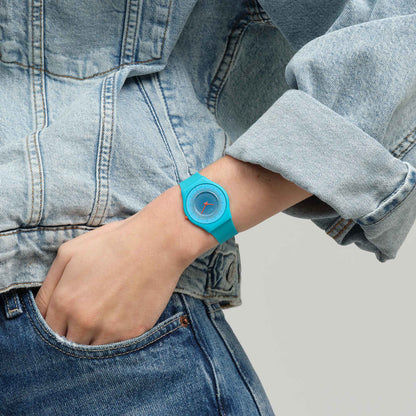 Swatch Skin SS08N114 Radiantly Teal Damenuhr • Ultra-dünnes Gehäuse aus biobasierten Materialien • Farbverlauf-Zifferblatt