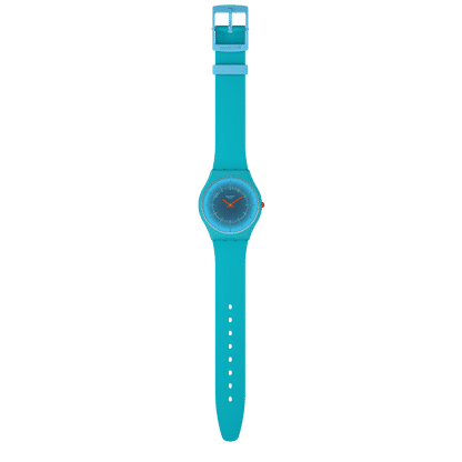 Swatch Skin SS08N114 Radiantly Teal Damenuhr • Ultra-dünnes Gehäuse aus biobasierten Materialien • Farbverlauf-Zifferblatt