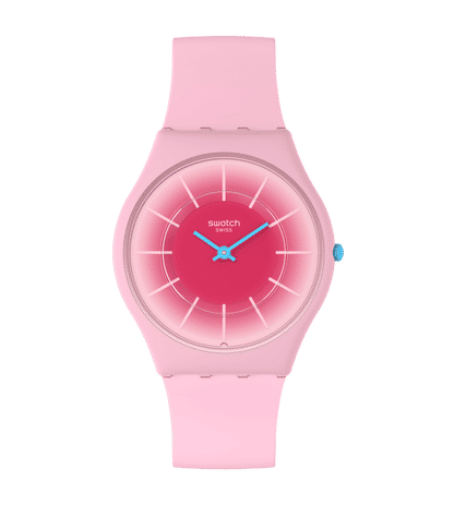 Swatch Skin SS08P110 Radiantly Pink Damenuhr Rosa • Ultra-Slim • Farbverlauf-Zifferblatt