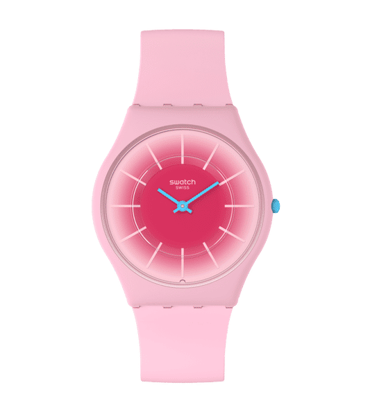Swatch Skin SS08P110 Radiantly Pink Damenuhr Rosa • Ultra-Slim • Farbverlauf-Zifferblatt