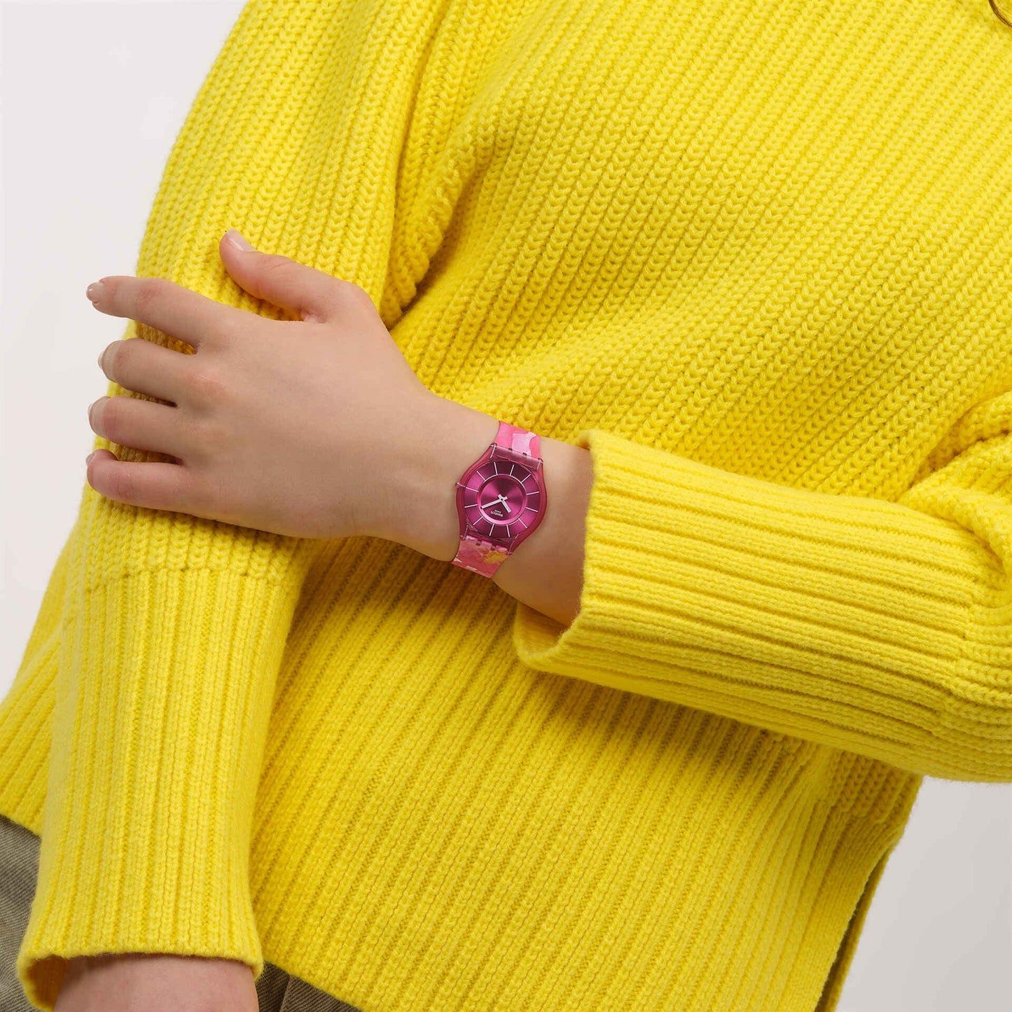 Swatch Skin SS08P113 Paradise Petals Damenuhr Rosa • Leuchtzeigerzeiger & Indizes • Ultra-dünn & Ultra-leicht, Bild 6