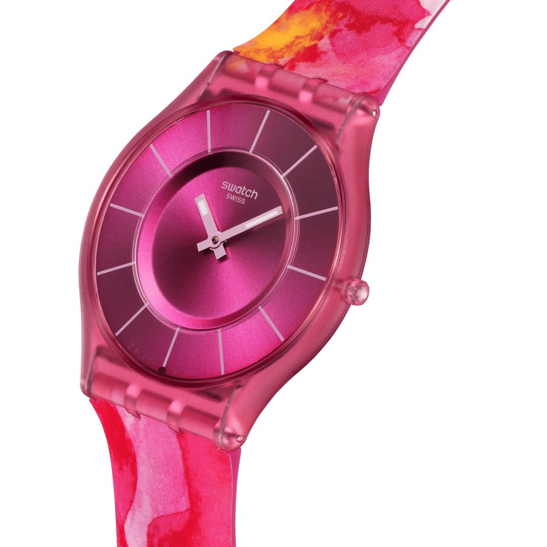 Swatch Skin SS08P113 Paradise Petals Damenuhr Rosa • Leuchtzeigerzeiger & Indizes • Ultra-dünn & Ultra-leicht, Bild 3