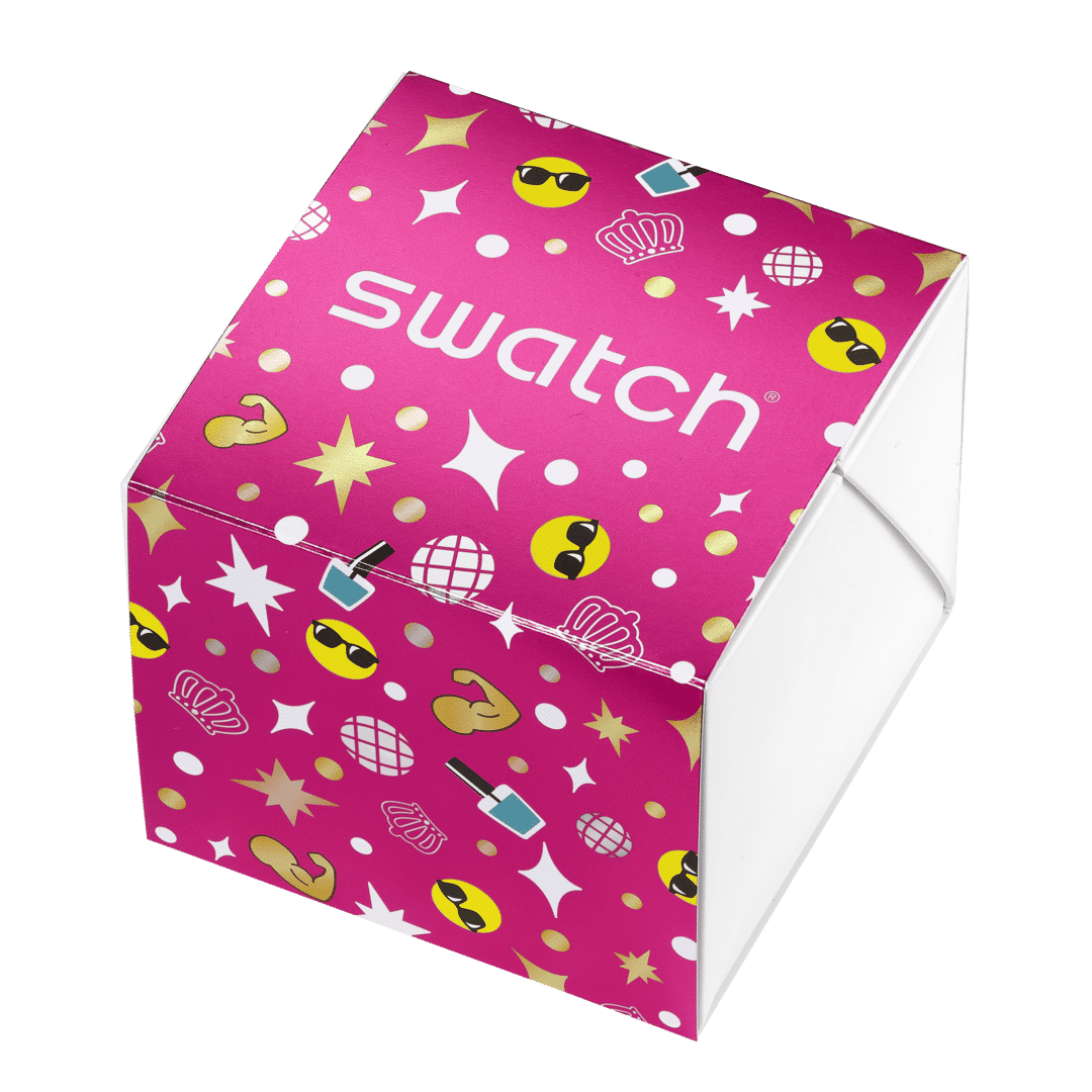 Swatch Skin SS08Z106G Mother like no other Damen Armbanduhr Türkis • Transparentes Biosourced-Gehäuse • Edelstahlarmband mit