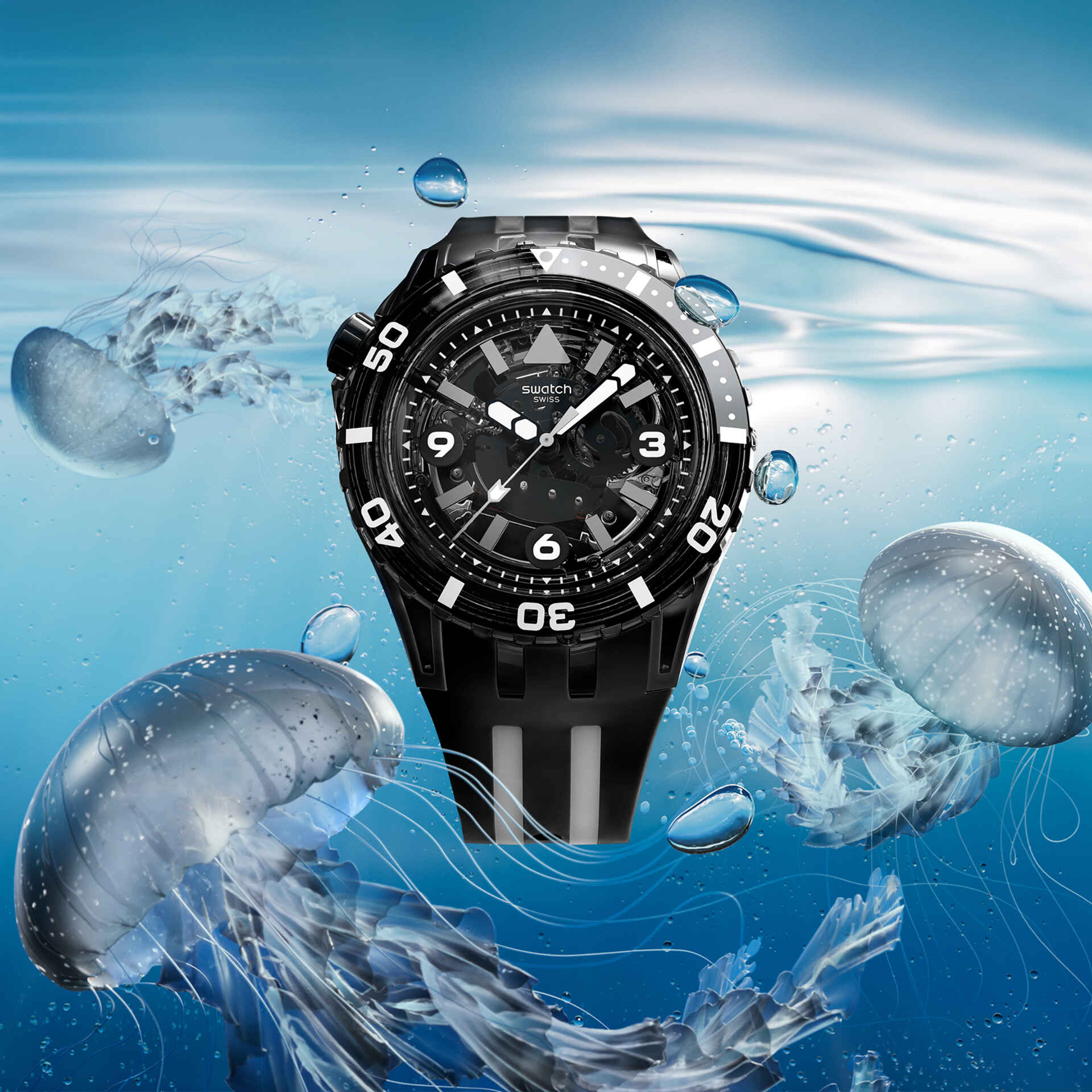 Swatch Scubaqua SSCU09B100 Armbanduhr Schwarz • Bioceramic-Gehäuse • Taucheruhr-Design, Bild 2