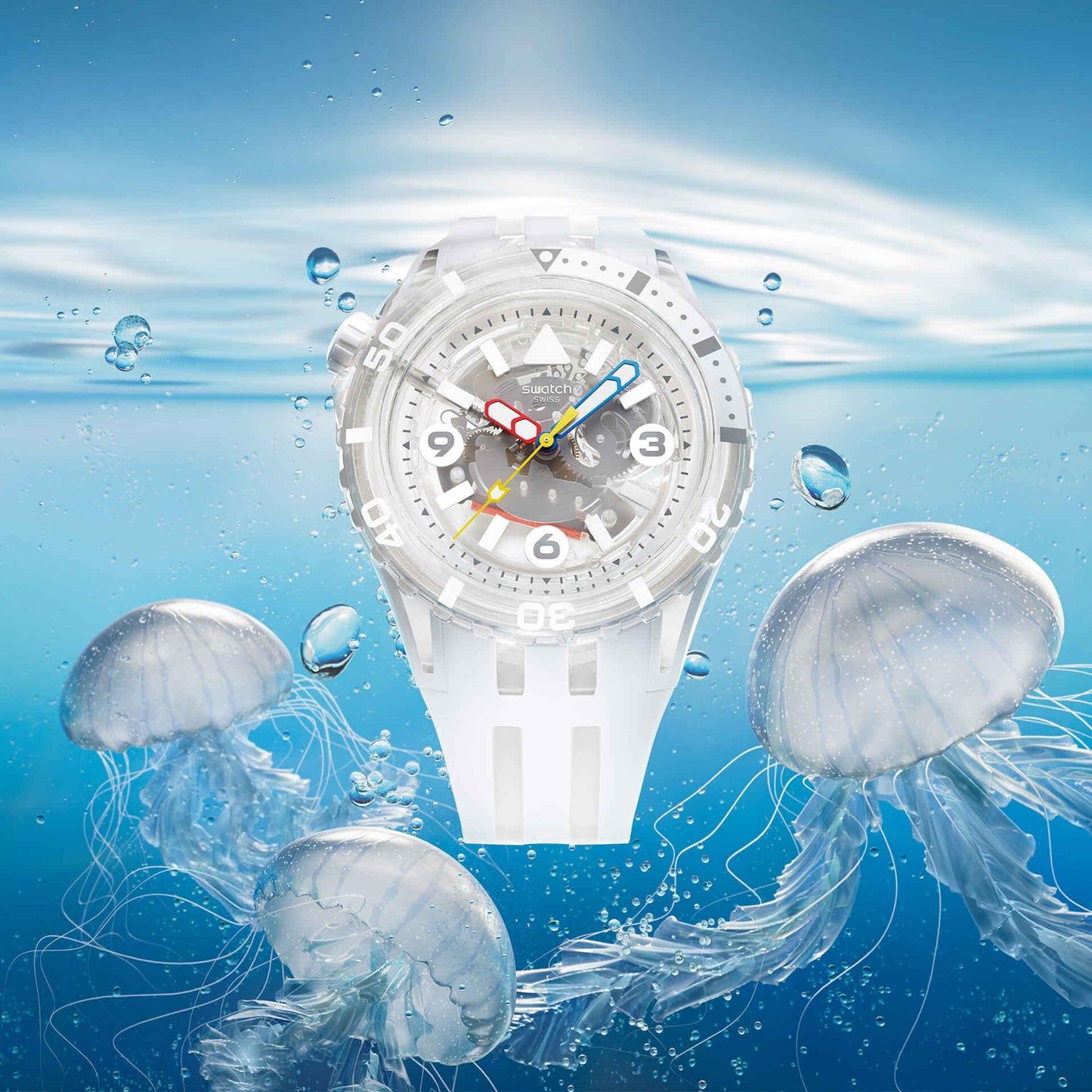 Swatch Scubaqua SSCU09K100 Aurelia Aurita Damen • Bioceramic-Gehäuse • Leuchtzeiger & Leuchtindizes, Bild 2
