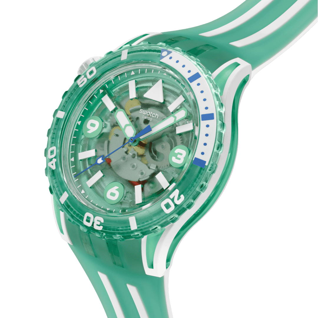 Swatch Scubaqua SSCU09L100 Medusae Damenuhr Türkis • Bioceramic & Biosourced • Leuchtzifferblatt, Bild 3