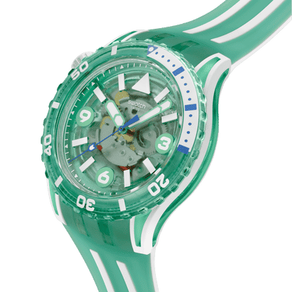 Swatch Scubaqua SSCU09L100 Medusae Damenuhr Türkis • Bioceramic & Biosourced • Leuchtzifferblatt, Bild 3