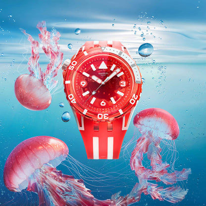 Swatch Scubaqua SSCU09R100 Armbanduhr Transparent-Rot • Bioceramic-Gehäuse • Leuchtindizes, Bild 2