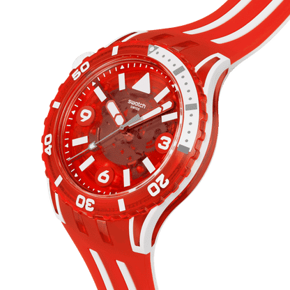Swatch Scubaqua SSCU09R100 Armbanduhr Transparent-Rot • Bioceramic-Gehäuse • Leuchtindizes, Bild 3
