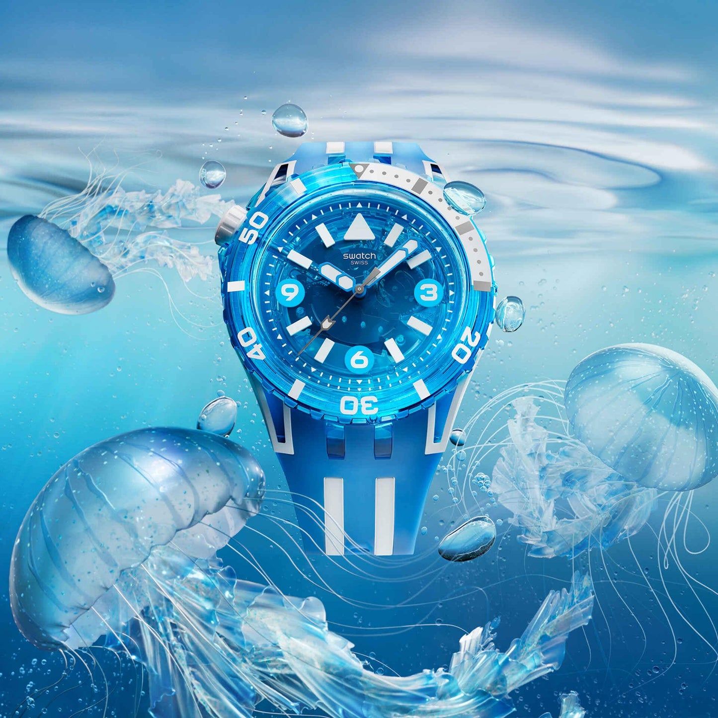 Swatch Scubaqua SSCU09S100 Armbanduhr Blau • Bioceramic-Gehäuse • Leuchtende Zeiger & Indizes, Bild 2