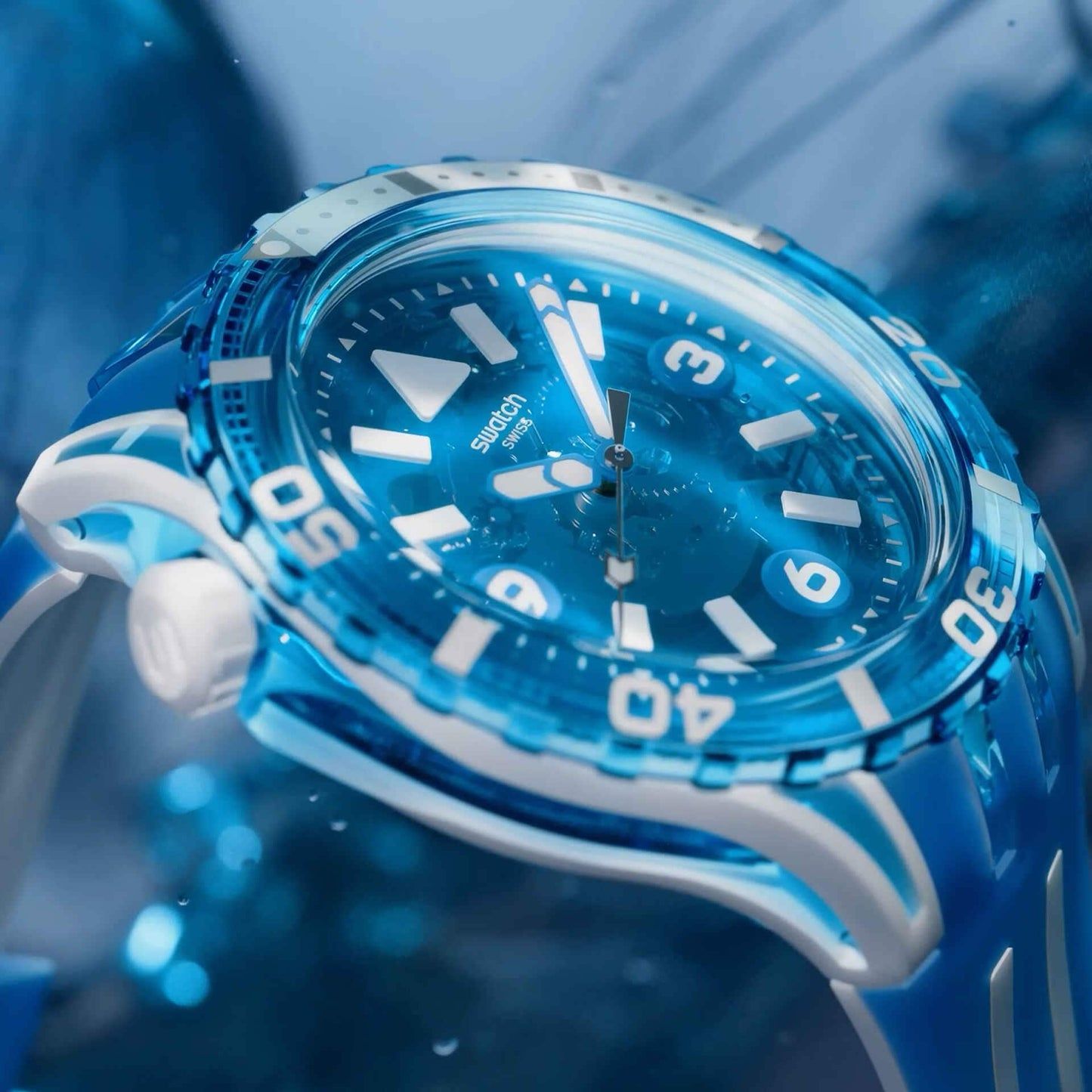 Swatch Scubaqua SSCU09S100 Armbanduhr Blau • Bioceramic-Gehäuse • Leuchtende Zeiger & Indizes, Bild 5