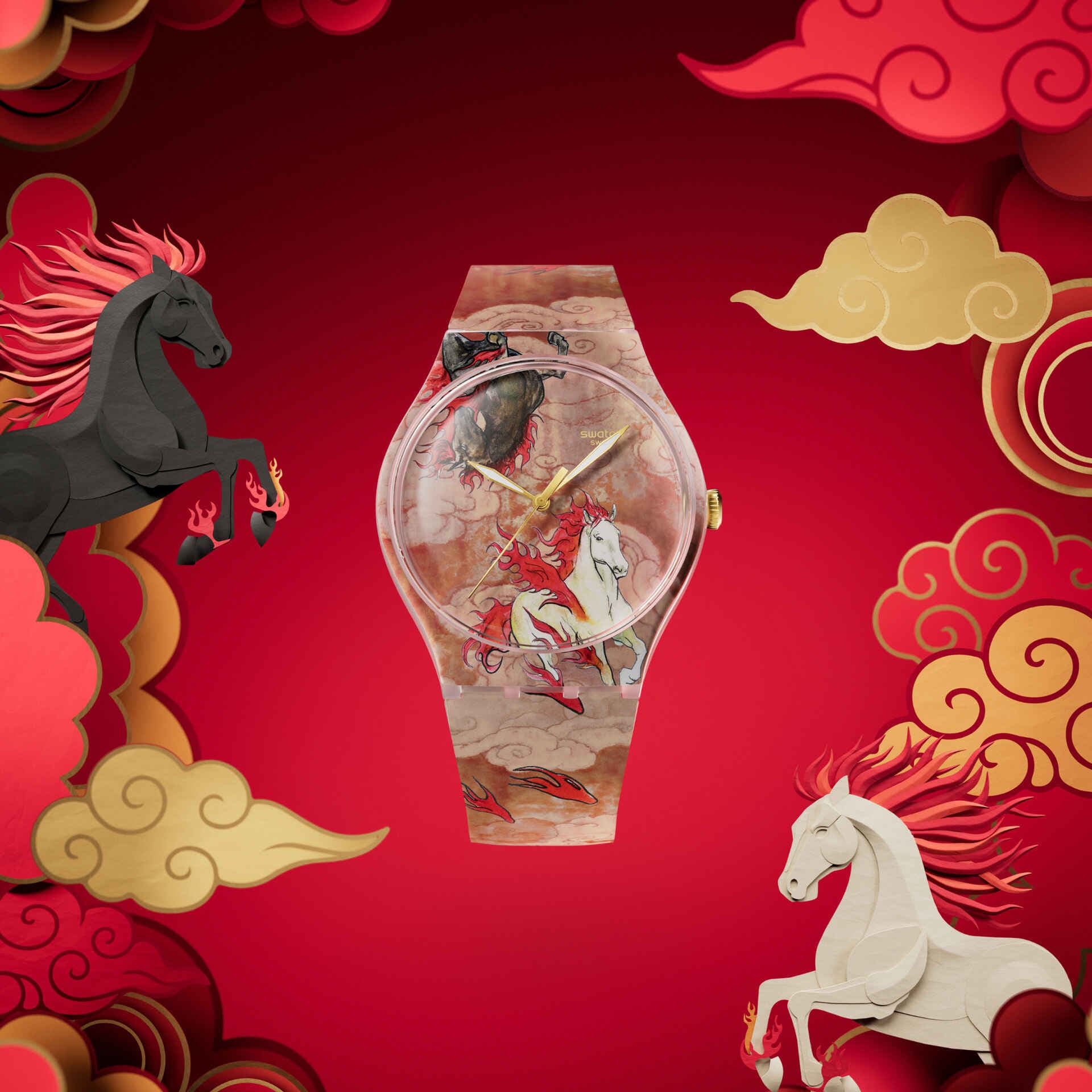 Swatch Originals Large SUOZ369 Riding the clouds Armbanduhr Mehrfarbig • Chinesisches Kunstdesign • Unikat-Kollektion, Bild 2