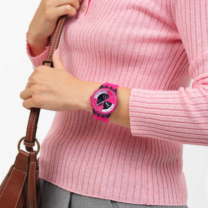 Swatch New Chrono Plastic SUSB110 Armbanduhr Fuchsia • Chronograph • Leuchtzeiger, Bild 6