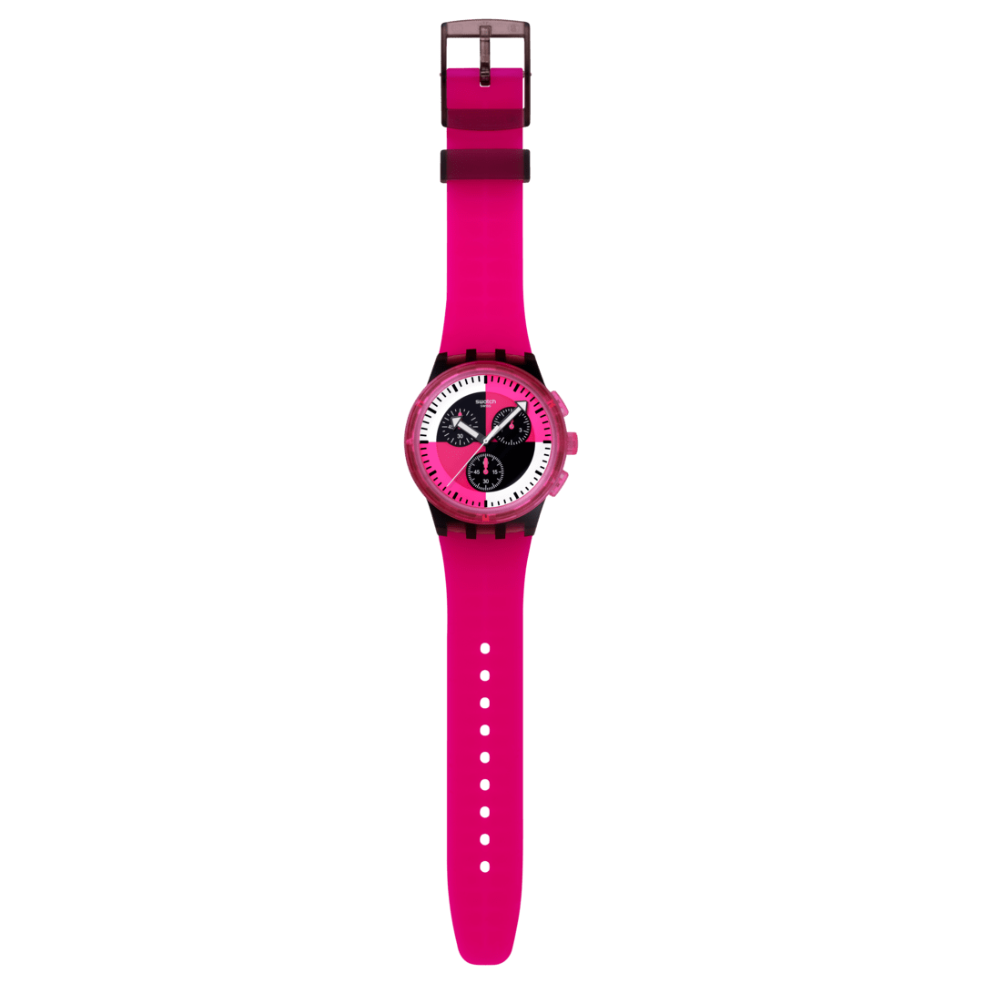 Swatch New Chrono Plastic SUSB110 Armbanduhr Fuchsia • Chronograph • Leuchtzeiger, Bild 4