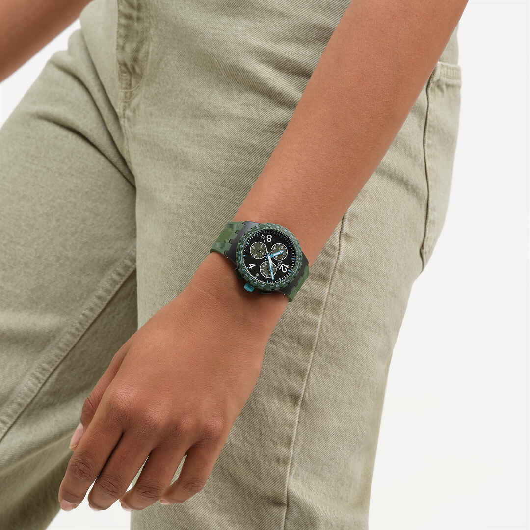 Swatch New Chrono Plastic SUSB421 Herren Armbanduhr Oliv • Chronograph • Leuchtmasse, Bild 7