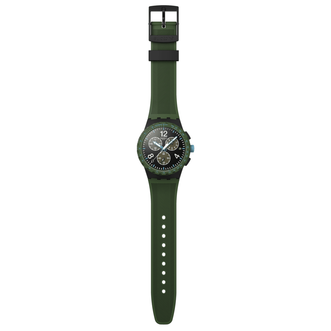 Swatch New Chrono Plastic SUSB421 Herren Armbanduhr Oliv • Chronograph • Leuchtmasse, Bild 4