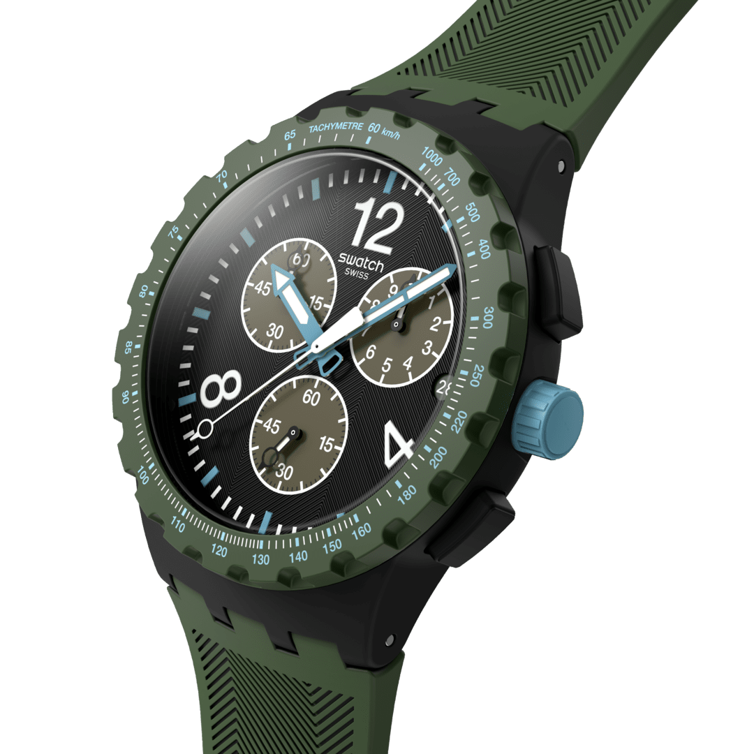 Swatch New Chrono Plastic SUSB421 Herren Armbanduhr Oliv • Chronograph • Leuchtmasse, Bild 3