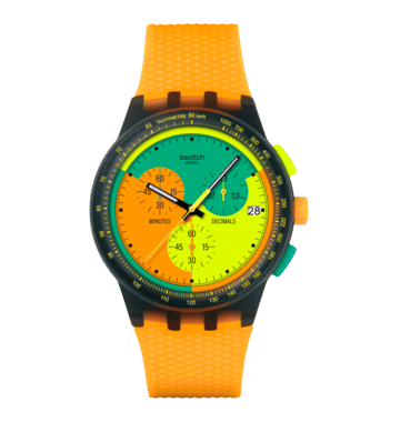 Swatch Neon Signal Flag SUSB422 Herren Armbanduhr Transparent • Chronograph • Tachymeter-Lünette, Bild 8