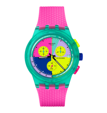 Swatch Neon Flash Arrow SUSG408 Herrenuhr Mehrfarbig • Chronograph mit Tachymeter • Leuchtende Zeiger, Bild 9