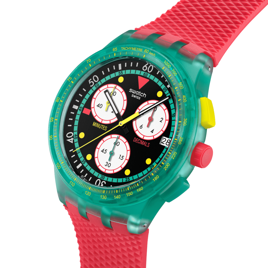Swatch Neon Emerald Chrono SUSG409 Herren • Transparentes Grün • Leuchtzeiger & Tachymeter, Bild 3