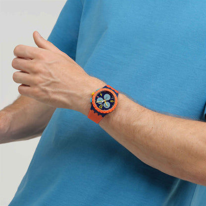 Swatch CAMO FLASH SUSI400 Herren Armbanduhr Dunkelblau • Chronograph mit Leuchtzeiger • Datumsanzeige bei 3 Uhr, Bild 2