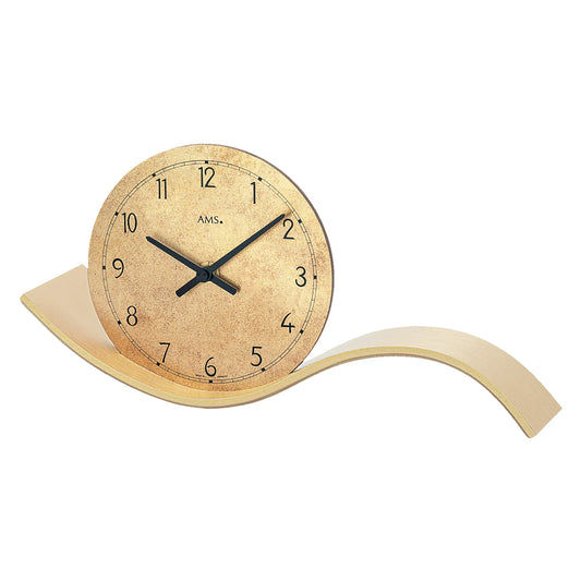 AMS T1313 Tischuhr • Quarzwerk • Holzgehäuse Messing