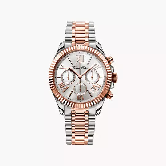 Thomas Sabo Divine WA0221-272-201 Damen Armbanduhr Bicolor • Chronograph • Mineralglas mit Saphirbeschichtung