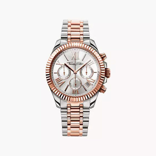 Thomas Sabo Divine WA0221-272-201 Damen Armbanduhr Bicolor • Chronograph • Mineralglas mit Saphirbeschichtung