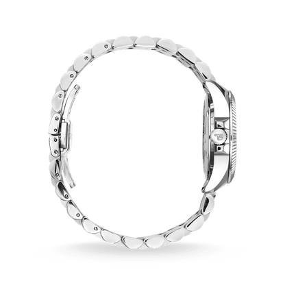 Thomas Sabo WA0381-201-201 Damen Armbanduhr Silber • Blumenmotiv mit Zirkonia-Steinen • Mineralglas mit Saphirbeschichtung