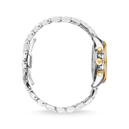 Thomas Sabo Divine Chrono WA0398-291-201 Damen Armbanduhr Schwarz-Gelbgold • Chronograph mit Zirkonia-Indizes • Mineralglas