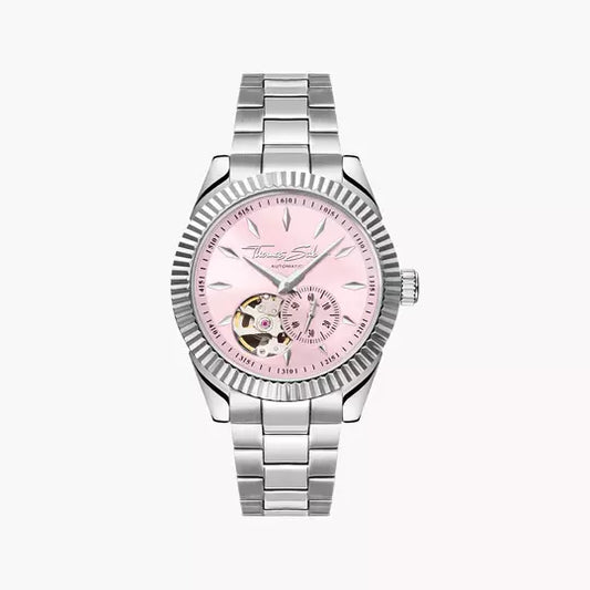 Thomas Sabo WA0418-201-204 Damen Armbanduhr Silber/Pink • Automatikwerk Miyota 8N40 • Saphirglas entspiegelt