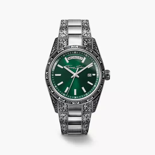 Thomas Sabo Rebel at Heart Revive WA0426-201-201 Unisex Armbanduhr Rauchergrün • Miyota Uhrwerk • Saphirbeschichtetes