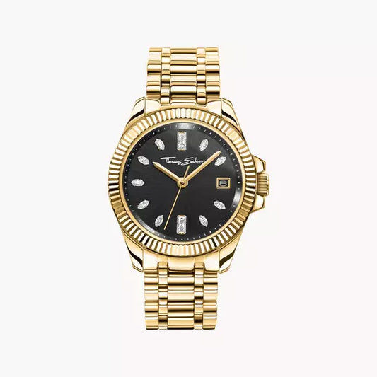 Thomas Sabo Divine Gold WA0431-291-207 Damenuhr Schwarzgold • Saphirbeschichtetes Mineralglas • MIYOTA-Uhrwerk