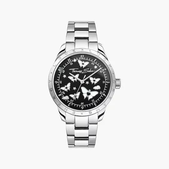 Thomas Sabo Schmetterlinge WA0432-201-203 Damenuhr Silberfarben • Lumineszierendes Zifferblatt • Saphirbeschichtetes