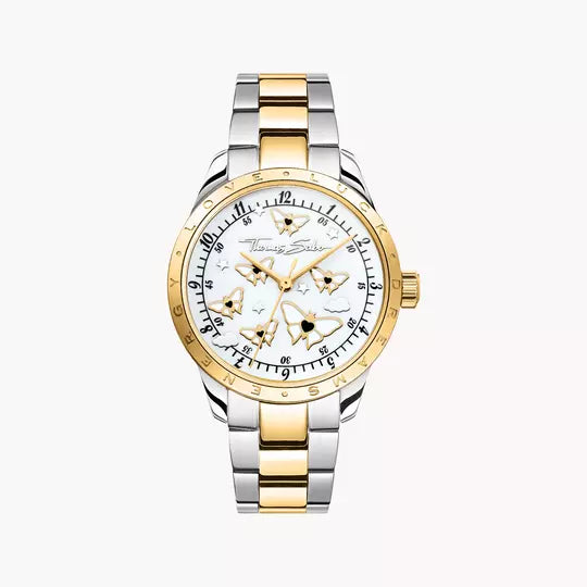 Thomas Sabo WA0433-291-202 Damenuhr Schmetterlinge Bicolor 34mm • Saphirbeschichtetes Mineralglas • MIYOTA GL34 Uhrwerk
