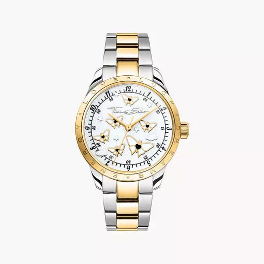 Thomas Sabo WA0433-291-202 Damenuhr Schmetterlinge Bicolor 34mm • Saphirbeschichtetes Mineralglas • MIYOTA GL34 Uhrwerk