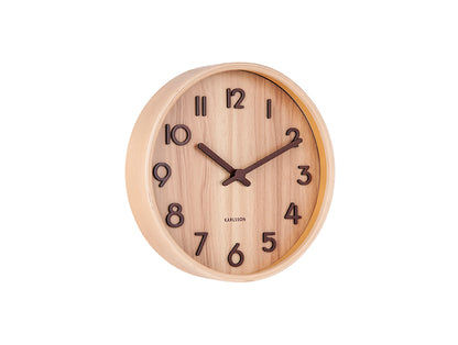 Karlsson Pure Small KA5808WD Wanduhr Hellbraun • Lautloses Sweep-Uhrwerk • Sperrholz-Vollholzdesign