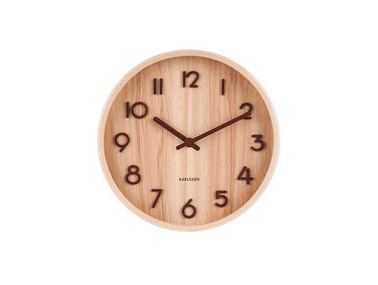 Karlsson Pure Small KA5808WD Wanduhr Hellbraun • Lautloses Sweep-Uhrwerk • Sperrholz-Vollholzdesign, Bild 2