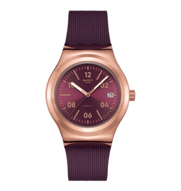 Swatch Sistem 51 Irony YIG401 Armbanduhr Burgunderrot • Automatikwerk mit 90 Stunden Gangreserve • Leuchtzeiger mit