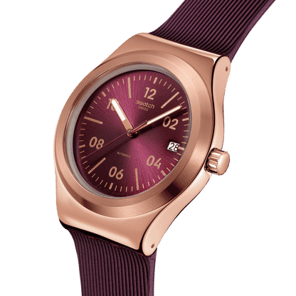Swatch Sistem 51 Irony YIG401 Armbanduhr Burgunderrot • Automatikwerk mit 90 Stunden Gangreserve • Leuchtzeiger mit