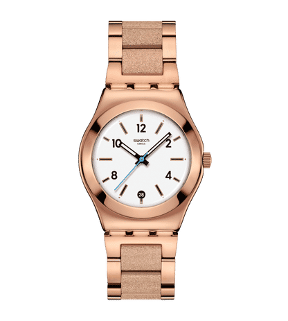Swatch Irony Medium YLG414G Damenuhr Roségold • Edelstahl mit Roségold-PVD • Leuchtende Zeiger