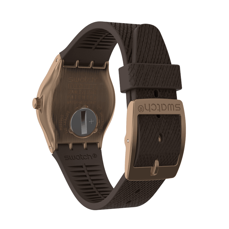 Swatch Irony Medium YLG701 Brownee Damen Armbanduhr • Roségold PVD-Gehäuse • Silikon-Armband, Bild 5