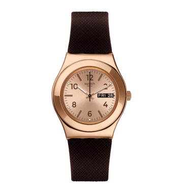 Swatch Irony Medium YLG701 Brownee Damen Armbanduhr • Roségold PVD-Gehäuse • Silikon-Armband, Bild 8