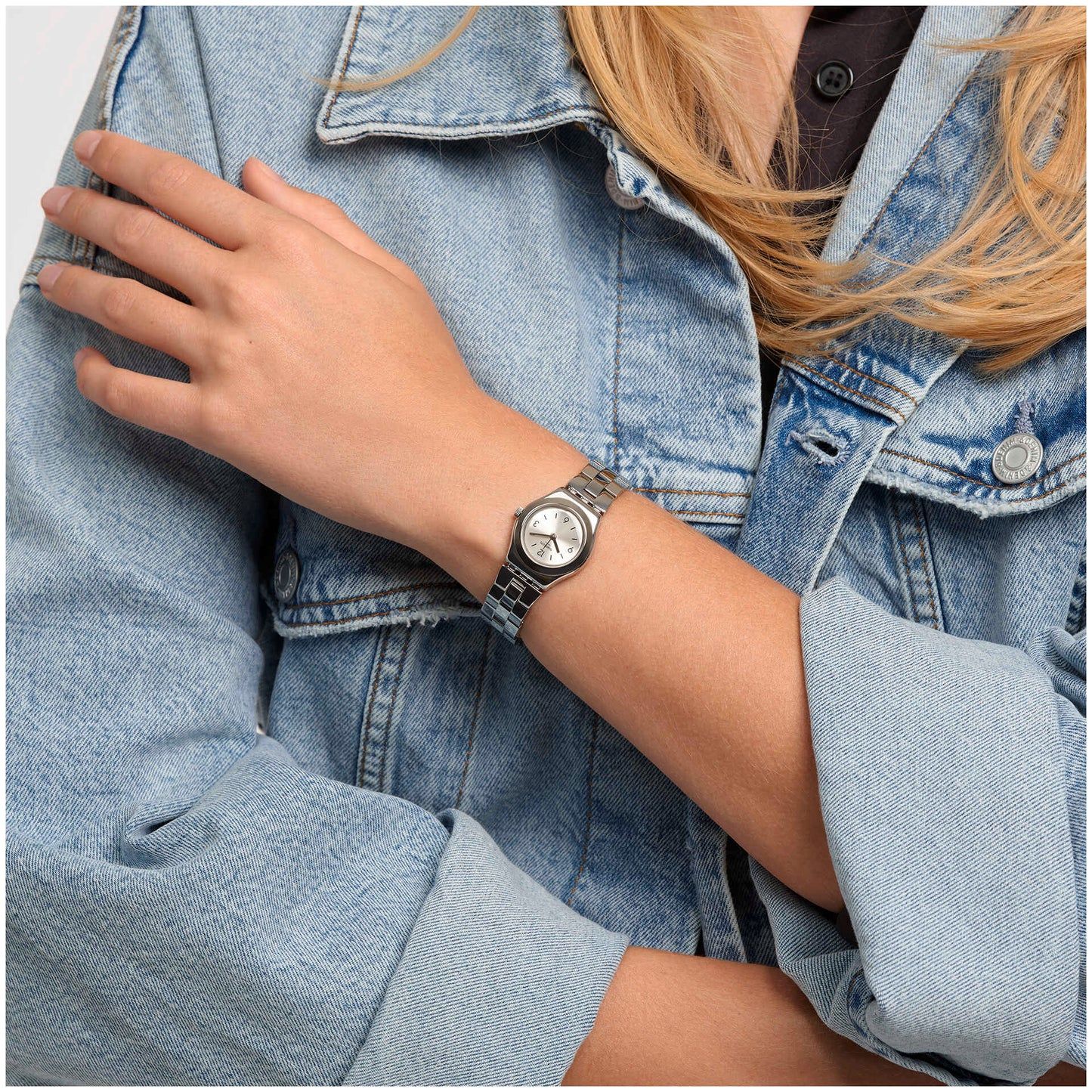 Swatch Irony XS YSS300G Damenuhr Silber • Poliertes Edelstahlgehäuse • Triple-Link-Armband, Bild 2