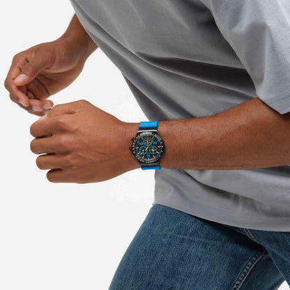 Swatch Irony Chrono New YVB100 Moments in Blue Herren • Tachymeter-Lünette • Leuchtzeiger mit Glow-Effekt, Bild 6