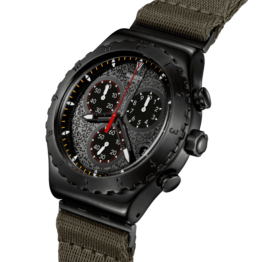 Swatch Irony Chrono New YVB416 Herren Armbanduhr Khaki • Chronograph • Leuchtzeiger und Leuchtindizes, Bild 3
