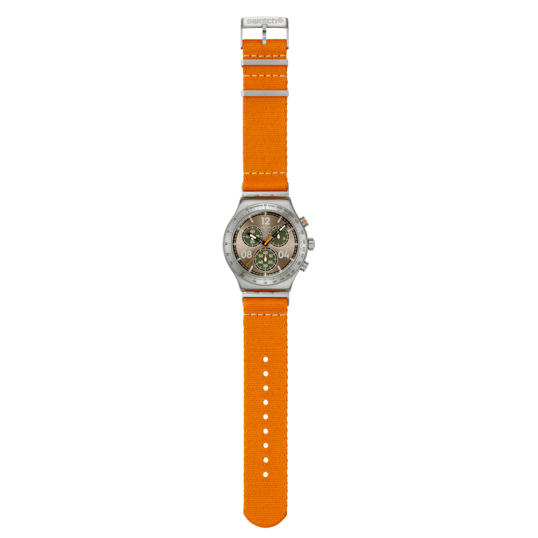 Swatch Irony Chrono New YVS101 Herren Armbanduhr Hellbraun • Tachymeter-Lünette • Leuchtzeiger, Bild 4